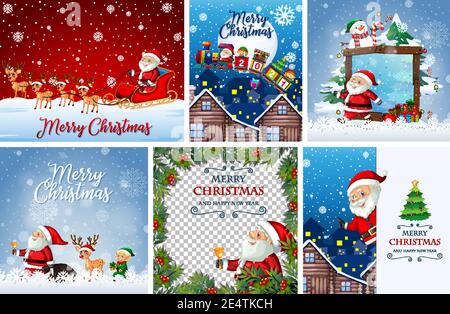 Set aus verschiedenen Weihnachts-Postkarte oder Poster Illustration Stock Vektor