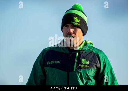 Galway, Irland. Januar 2021. Jarrad Butler von Connacht während des Guinness PRO14 Runde 8 Spiel zwischen Connacht Rugby und Ospreys auf dem Sportplatz in Galway, Irland am 24. Januar 2021 (Foto von Andrew SURMA/SIPA USA) Kredit: SIPA USA/Alamy Live News Stockfoto