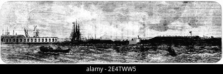 Medway Flussmündung Forts 1870 Gravur. Stockfoto