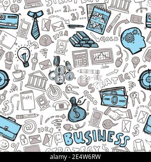 Business Strategy Marketing und Investment Hand gezeichnet nahtlose Muster Vektor Abbildung Stock Vektor