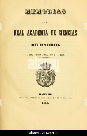 Memorias de la Real Academia de Ciencias de Madrid Stockfoto