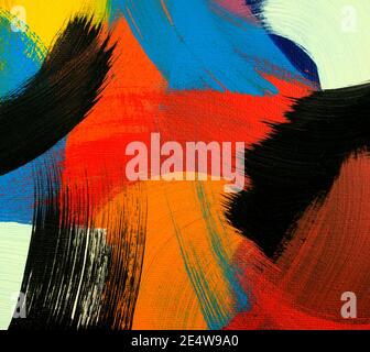 Abstrakter Hintergrund. Acrylfarben. Malerei auf Leinwand. Handgefertigt, handgezeichnet. Bildende Kunst, Kunstwerk, Display, Texturkonzept. Moderne, zeitgenössische Kunst Stockfoto