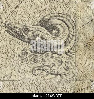 Mercator 1569 Weltkarte Detail Monster. Stockfoto