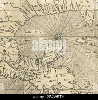 Mercator 1569 Weltkarte Detail Golf. Stockfoto