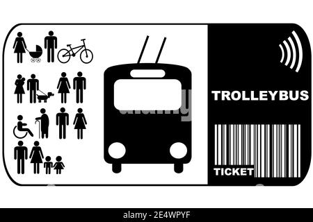 Trolleybus Busticket isoliert auf weißem Hintergrund Stock Vektor