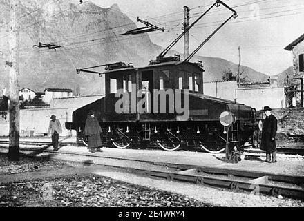 Ein Prototyp einer Ganz AC Elektrolokomotive in Valtellina, Italien, 1901 Stockfoto