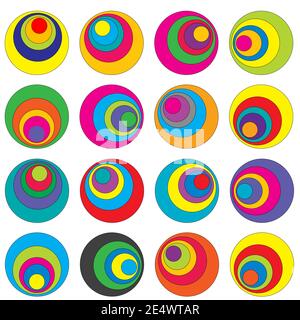 Abstrakter geometrischer Hintergrund mit konzentrischen farbigen Kreisen Stock Vektor