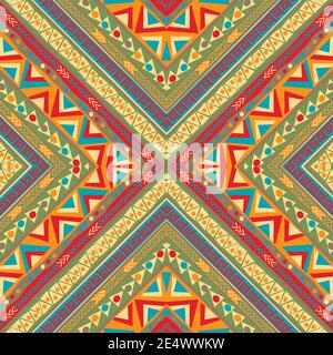 Tribal nahtlose bunte geometrische Muster Stock Vektor