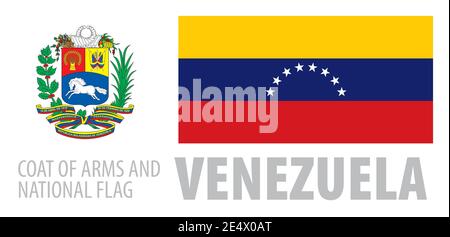 Vektor-Set des Wappens und der Nationalflagge Von Venezuela Stock Vektor