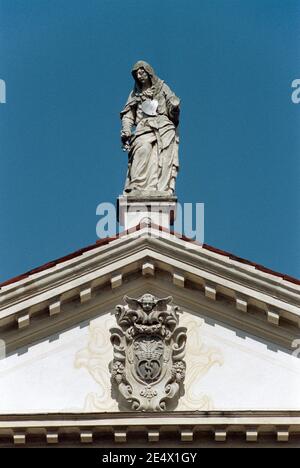 Italien, Venetien, Vicenza, Piazza Biade Kirche, Santa Maria dei Servi Kirche, Detail Fassade Stockfoto