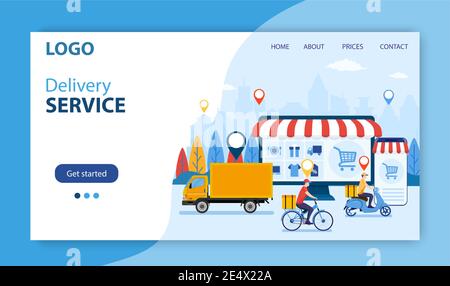 Zielseite des Online-Zustelldienstes Stock Vektor