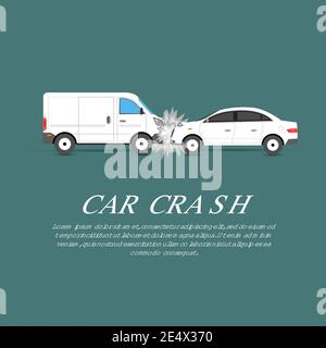 Autounfall-Plakat mit zwei beschädigten Autos flachen Vektor Abbildung Stock Vektor