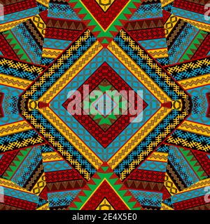 Kreative bunte nahtlose Patchwork-Muster mit afrikanischen geometrischen Motiven Stock Vektor