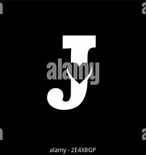 Weißer Buchstabe J mit Liebe Zeichen Logo Vektor Vorlage Stock Vektor