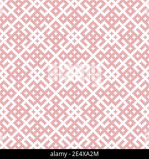 Nahtlose traditionelle russische und slawische Ornament im Kreuzstich gestickt. Stock Vektor