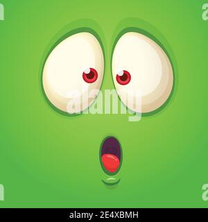 Überrascht Cartoon Monster Gesicht. Vektor Halloween Monster Quadrat Avatar Stock Vektor