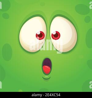 Überrascht Cartoon Monster Gesicht. Vektor Halloween Monster Quadrat Avatar Stock Vektor