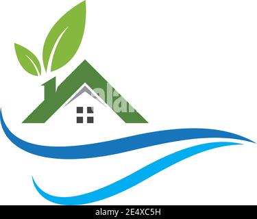 Green House Logo Vektor freundlich Konzept Vorlage Stock Vektor