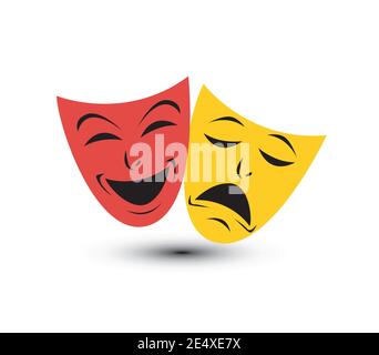 Theater-Ikone mit fröhlichen und traurigen Masken. Vektor-Illustration. Stock Vektor