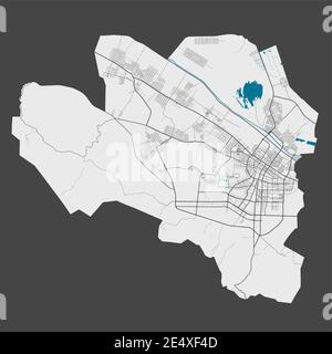 Ashgabat-Karte. Detaillierte Karte des Verwaltungsgebiets der Stadt Ashgabat. Stadtbild-Panorama. Lizenzfreie Vektorgrafik. Übersichtskarte mit Autobahnen, stre Stock Vektor