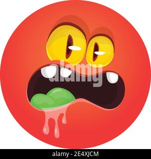 Überrascht Cartoon Monster Gesichtsausdruck. Vektor Halloween Monster Runde Avatar Stock Vektor