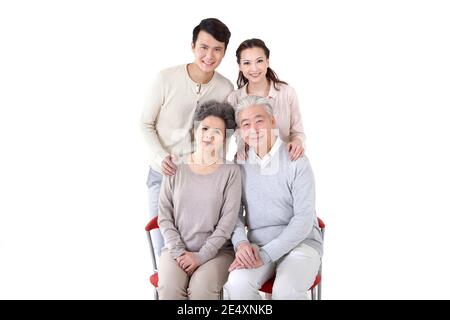 Eine glückliche Familie von vier hochwertigen Fotos Stockfoto