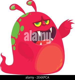 Wütend Cartoon Monster schreien. Brüllender, wütender Monsterausdruck. Halloween Vektorgrafik Stock Vektor