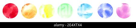 Sammlung von Regenbogen bunte Kreise. Aquarell-Abstraktion mit Platz für Text und Ihr Design. Stockfoto