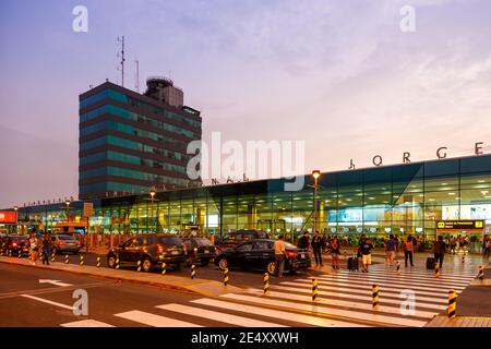 Lima, Peru - Februar 3, 2019: Terminal des Flughafen Lima (LIM) in Peru. Stockfoto