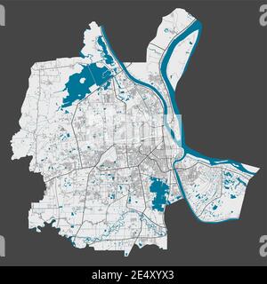 Phnom Penh-Karte. Detaillierte Karte von Phnom Penh Stadt Verwaltungsgebiet. Stadtbild-Panorama. Lizenzfreie Vektorgrafik. Übersichtskarte mit Autobahnen, Stock Vektor