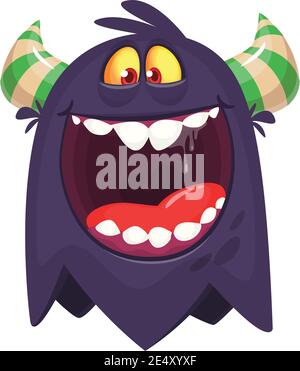 Wütend Cartoon schwarz Monster schreien. Brüllender, wütender Monsterausdruck. Halloween Vektor Illustration Stock Vektor