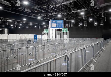 Der Wartebereich, der im neuen Massenzentrale für Impfungen in der P und J Live Arena in Aberdeen eingerichtet wurde. Bilddatum: Montag, 25. Januar 2021. Stockfoto