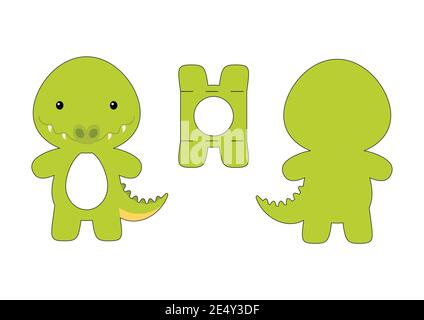 Niedliche gestanzte Krokodil Schokolade Eierhalter Vorlage. Einzelhandel Papierbox für das osterei. Druckbares Farbschema. Vektor-Schablone für Laserschneiden. Stock Vektor