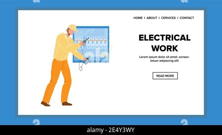 Elektrische Arbeit Mit Elektrischen System Panel Vector Stock Vektor