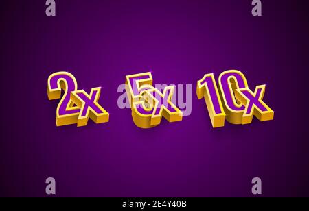 Bonus 2x, 5x, 10x Preisträger, großes Jackpot-Spiel, Casino-Zeichensatz. Vektorgrafik Stock Vektor