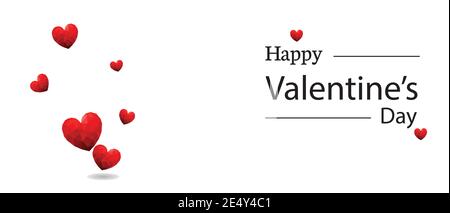 Valenines Tageswunsch mit roten Herzen auf weißem Hintergrund Stock Vektor