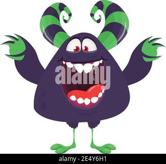 Wütend Cartoon blau Monster schreien. Brüllender, wütender Monsterausdruck. Halloween Vektorgrafik Stock Vektor