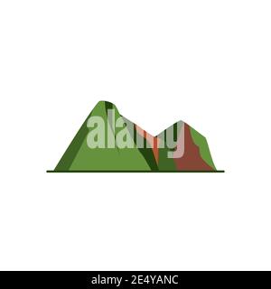 Berggipfel Symbol in flachem Stil. Bunte Felsen Symbol isoliert auf weißem Hintergrund Stock Vektor