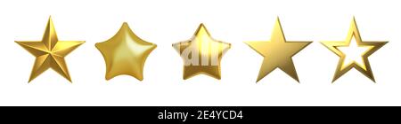 3D Goldener Stern auf weißem Hintergrund Vektor Stock Vektor