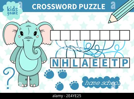 Kinder Bord Tier Spiel Kreuzworträtsel für Vorschulkinder und Grundschüler worksheets.Page lesen und für Kinder Bildungsbuch entsprechen. Stock Vektor