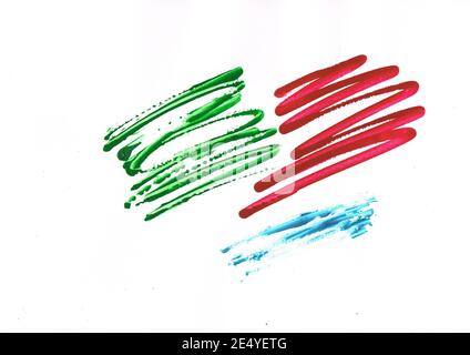 Illustration von abstrakten grünen, roten und blauen Farbspritzern Stockfoto