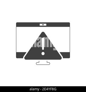 Ausrufezeichen Gefahr am PC. Warnzeichen Symbol. Warnblinkanlage. Stock Vektor