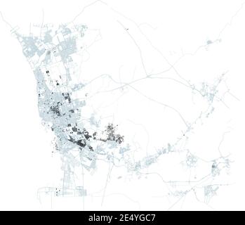 Straßen von Jeddah, Stadtplan, Saudi-Arabien, Satellitenansicht. Straße und Gebäude. Umgebung Stock Vektor