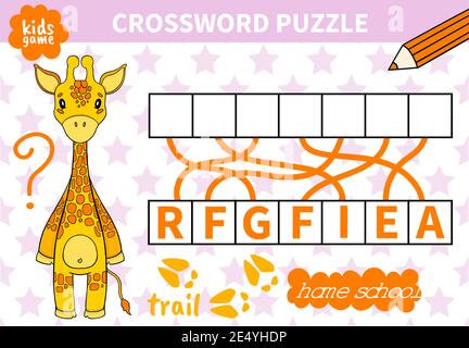 Kinder Bord Tier Spiel Kreuzworträtsel für Vorschulkinder und Grundschüler worksheets.Page lesen und für Kinder Bildungsbuch entsprechen. Stock Vektor