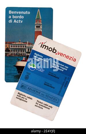 ACTV-Tickets für Wasserdienste in Venedig Stockfoto