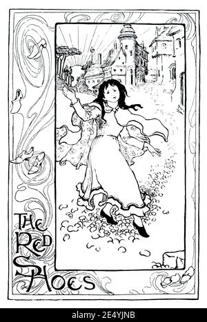 The Red Shoes, Fairy Tale Illustration von Emily Ann Attwell, Mutter von Mabel Lucie Attwell 1897 das Studio an Illustrated Magazine of Fine and Appl Stockfoto