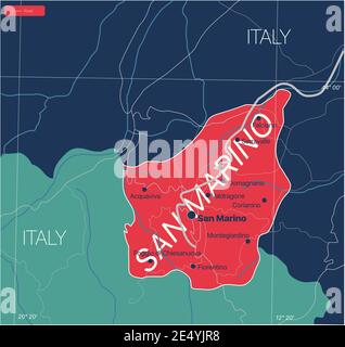 San Marino Land detaillierte editierbare Karte mit Regionen Städte und Städte, Straßen und Eisenbahnen, geografische Standorte. Vector EPS-10-Datei Stock Vektor