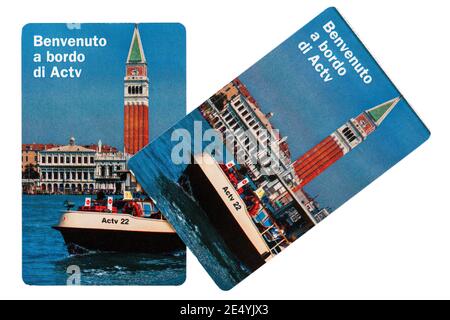 ACTV-Tickets für Wasserdienste in Venedig Stockfoto