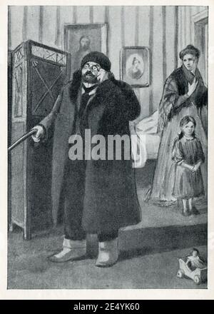 Die Geschichten von A.P. Tschechow in Illustrationen sowjetischer Künstler. Alte Vintage Postkarte der UdSSR, 1954. Stockfoto