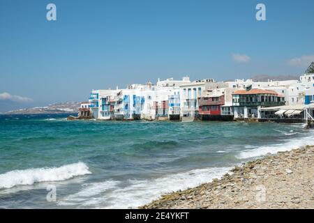 Mikri Venetia (Klein Venedig), Mykonos, Kykladen, Griechenland Stockfoto